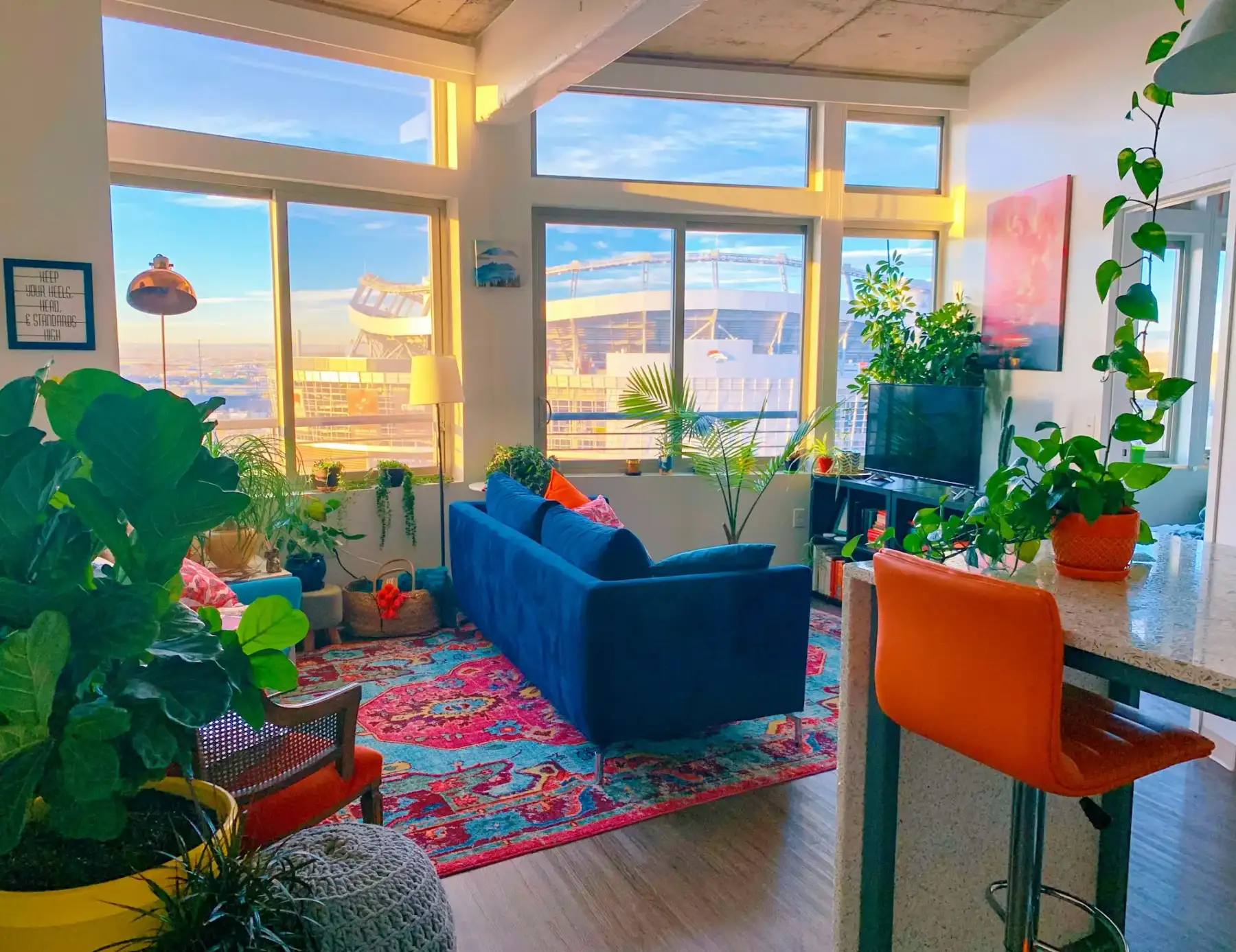 Bright living room with lots of windows