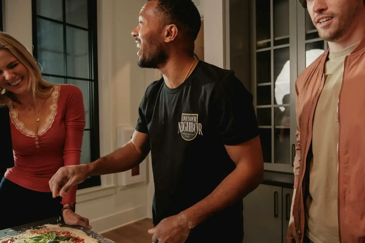 Friends cooking together (share house)