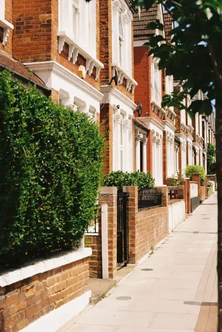 Row of brick terrace houses